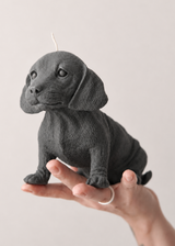 Dachshund Dog Candle dark grey black