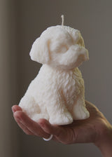 Shih Tzu Maltese dog candle, cute puppy soy wax candle