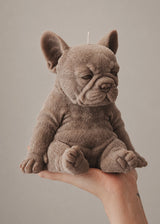sitting French Bulldog Candle beige