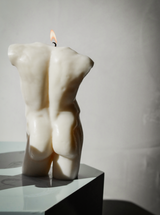 Aesthetics candle body man white snow moon