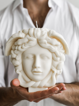 White Medusa Bust Candle | 1500g Deluxe Scented Home Decor