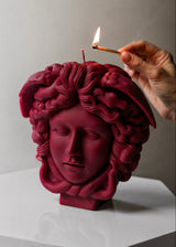 Medusa Bust Candle Red