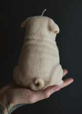 beige pug candle minimalist home decor for dog lovers