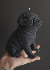 dark grey pug shaped candle minimalist dog lover gift