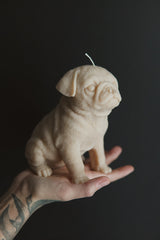 cream pug shaped candle aesthetic gift for dog mom