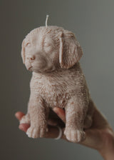 Golden Retriever puppy candle in hand, unique dog lover gift Australia