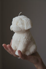 Shih Tzu Maltese dog candle, fluffy puppy soy wax candle