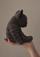 sitting french bulldog candle dark grey
