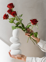 'White Spa Stones' | Ceramic Flower Vase | Aesthetic Nordic Home Decor