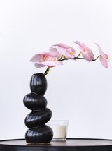 'Black Spa Stones' | Ceramic Art Flower Vase